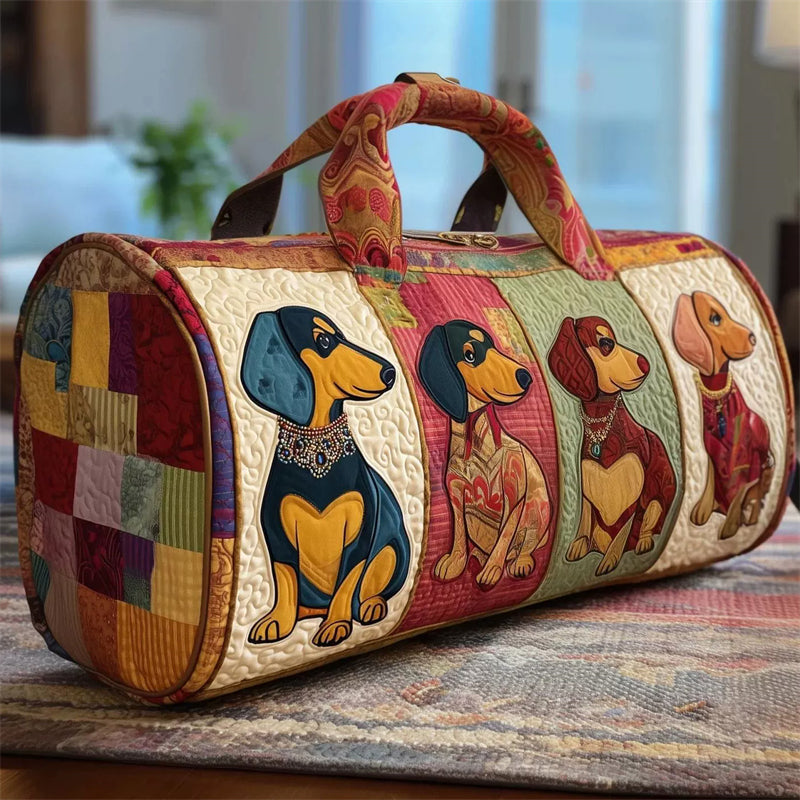 Cute Dachshund Dogs Patchwork Duffle Bag