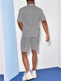 Fashionable Short Sleeve Thin Lapel Shirt+Shorts Men't Sets