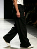 Mens Old Money Style High Waisted Pleated Wide Leg Relaxed Trousers