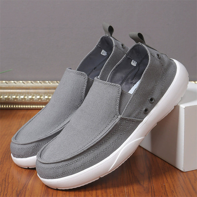 Men's Casual Canvas Contrast Color Slip-Ons Flats Shoes