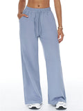 ‌Autumn Drawstring Cotton Loose Fit Sporty Straight Pants for Women