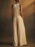 Women Summer Wide Leg Overalls Loose Jumpsuit with Pockets
