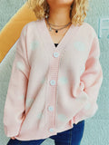 Women's Polka Dots Jacquard V Neck Long Sleeve Cardigan Sweaters