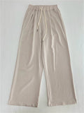 Women's Simple Solid Color Drawstring Elastic Waist Loose Pants