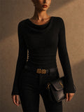Women Slim Fit Pullover Cowl Neck Ribbed Knit Sweaters