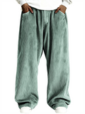 Men's Autumn Simple Retro Corduroy Loose Fit Straight Leg Trousers