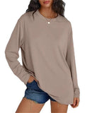 Women's Autumn Oversize Solid Color Round Neck Long Sleeve Shirts