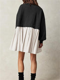 Female Casual Sweatshirt Patchwork Pleated Dress
