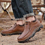 Men's Faux Leather Seam Slip-on Outdoor Casual High-Top Boots