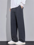 Men's Casual Comfy Elastic Waist Straight-Leg Drape Twill Knitted Pants