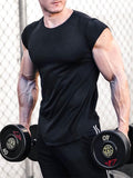 Men's Solid Skintight Sweat Absorbing Gym Shirt