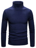 Men's Soft Simple Slim Fit High Neck Ribbed Knit Sweaters