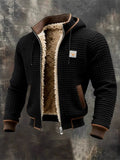 ‌Men's Hooded Bomber Jacket with Faux Fur Lining Winter Warmth‌