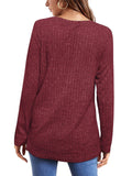 Female Knitwear Solid Ribbed Autumn Winter T-shirts