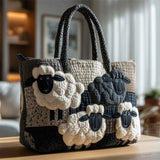 Stylish Cartoon Sheep Pattern Quilted Tote Bag
