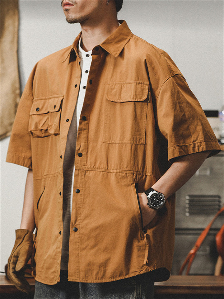 Men's Cool Multi Pockets Button Up Cargo Shirts