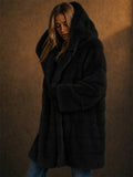 Women Warm Oversized Tiered Faux Fur Hooded Winter Coats