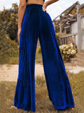 Women's Vintage Boho Style Ruffled Velvet Wide Leg Pants