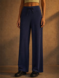 Womens Comfy High Waisted Drawstring Pockets Wide Leg Pants