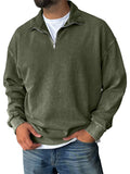 Men's Casual Solid Color Distressed Stand Collar Zipper Long Sleeve Sweatshirts