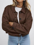 Women's Autumn Chic Solid Color Faux Suede Pockets Lapel Jackets