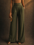 Women Wide Leg Pants High Waist Office Trousers with Pockets