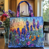 Women's Blue Floral Landscape Quilted Tote Bag