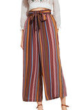 Female Multi-color Striped Print Boho Pants