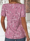 Women's Casual Plants Printed Round Neck Short Sleeve T-Shirt