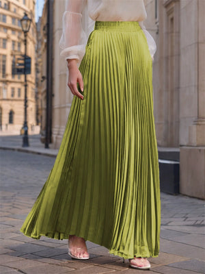 Women's Solid Color High Waist Big Hem Pleated A-Line Skirts