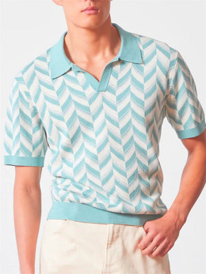 Sky Blue Short Sleeve Casual Polo Shirt for Men
