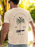 Men's Summer Simple Coconut Palm Tree Print Short Sleeve Shirts