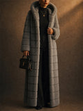 Extra Cozy Warm Faux Fur Open Front Pocket Hooded Long Coat