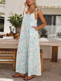 Female Sweet Gentle Sleeveless Backless Floral Jumpsuits