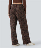 Women's Autumn Street High Waist Leopard Printed Corduroy Pants
