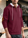 Men's Autumn Casual Solid Color Rhombus Jacquard Pullover Hoodie