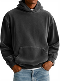 Men's Winter Thicken Solid Color Kangaroo Pocket Hooded Sweatshirts