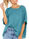 Summer Candy Color Women's Round Neck Short Sleeve T-shirt