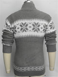Men's Pullover Stand Collar Snowflake Jacquard Sweaters