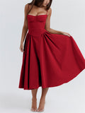 Vintage Spaghetti Strap Bustier Swing Dress for Women