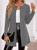 Women's Autumn Houndstooth Plaid Printed Cardigan Blazer Casual Daily Wear