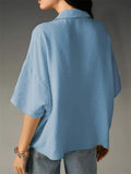 Women's Casual Elegant Solid Color Pullover Lapel Blouse