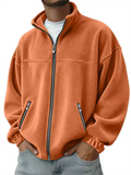 Men's Autumn Casual Loose Fit Zip-Up Fleece Tops