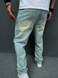 Trendy Letter Embroidery Loose Jeans for Men