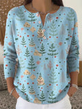 ‌Women's Autumn Casual Buttons Pullover Christmas Tree Print Knit Sweaters
