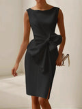 ‌Women's Elegant Trendy Bowknot Decorated Sleeveless Knee Length Dress‌