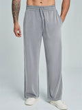 Men Comfy Wide Leg Drawstring Elastic Waist Loose Fit Pants