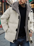 Men's Winter Thicken Hooded Fleece Patchwork Puffer Jackets