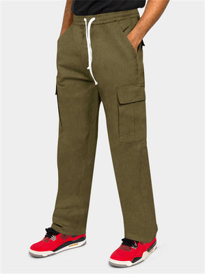 Male Summer Corduroy Multi-pocket Cargo Trousers