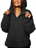 Women's Casual Solid Color Pockets Pullover Hooded Coats
